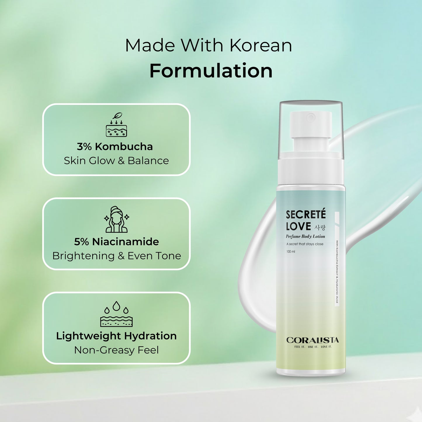 Secrété Love Perfume Body Lotion | Long-Lasting Fragrance | 3% Kombucha & 5% Niacinamide