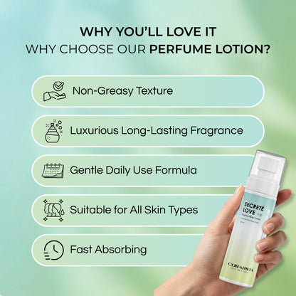 Secrété Love Perfume Body Lotion | Long-Lasting Fragrance | 3% Kombucha & 5% Niacinamide